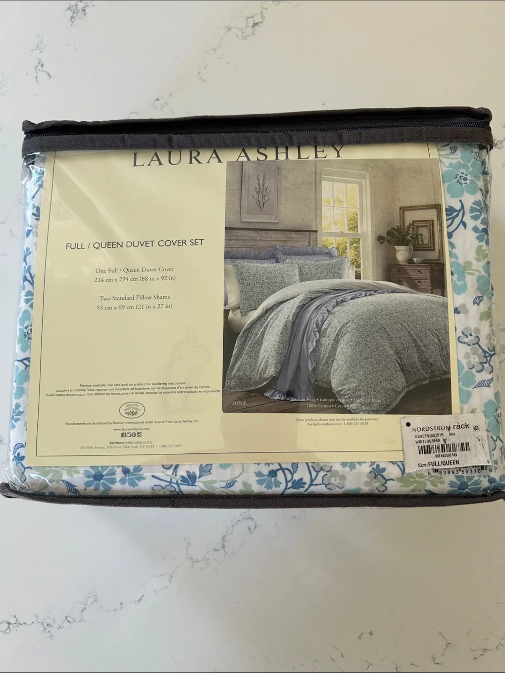Laura Ashley Jaynie 3-Piece Duvet Cover Set, Full/Queen, Blues, NEW with tags
